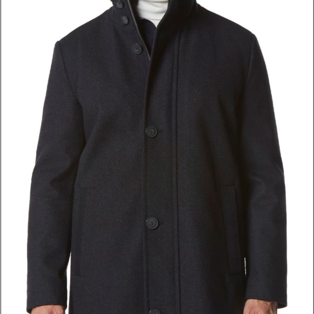 Andrew Marc Charcoal Wool Blend Car Coat